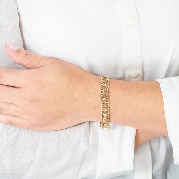 18K Gold Plated Mesh Bracelet for Women, 7.5 Inches - Made in Brazil - Picture 2 of 7